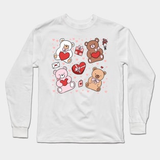 Cute Teddy Bears illustration for valentine day Long Sleeve T-Shirt